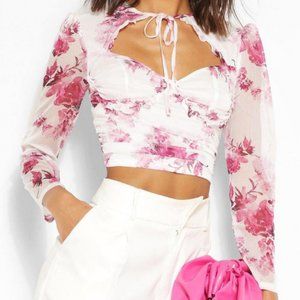 Tie Neck Floral Blouse